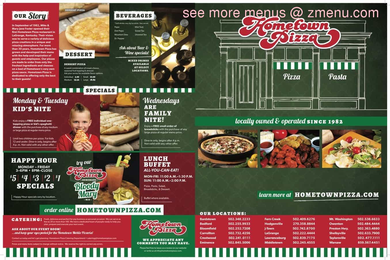 Online Menu of Hometown Pizza Restaurant, Thomaston, Connecticut, 06787