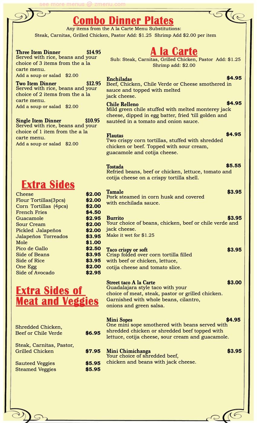 Online Menu of El Patio Original Restaurant, Fremont, California, 94536