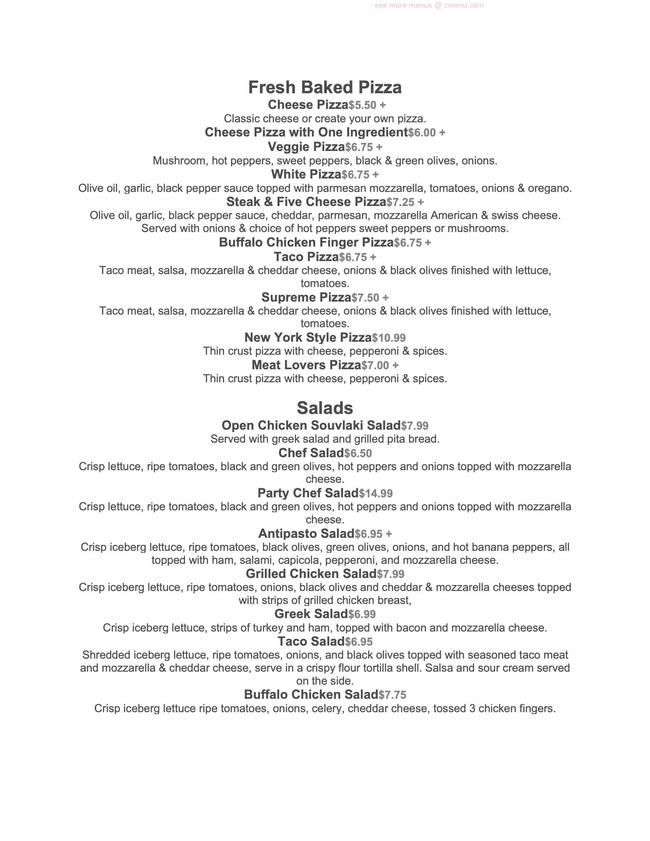 Online Menu of Lake View Corner Store & Pizzeria Restaurant, Lake View