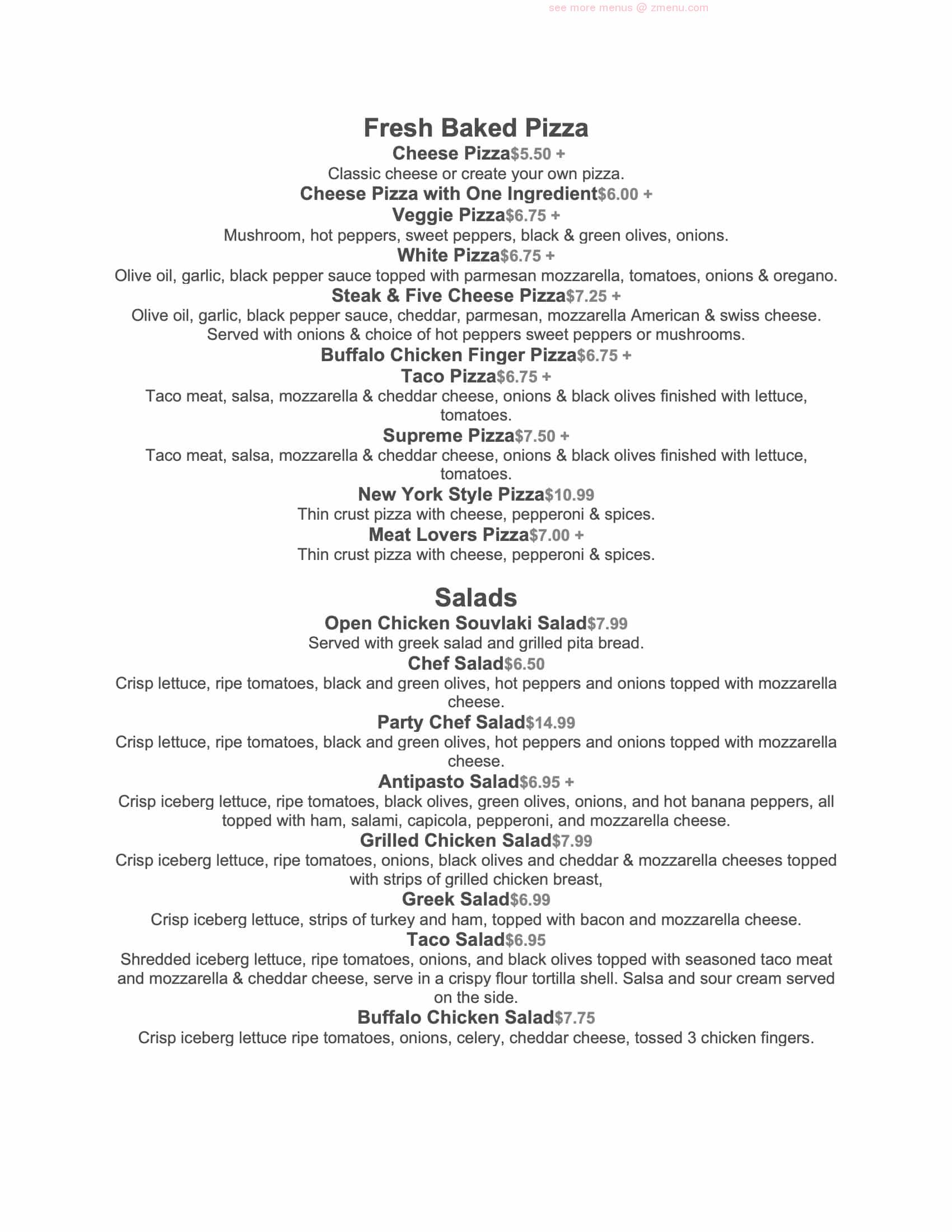 Online Menu of Lake View Corner Store & Pizzeria Restaurant, Lake View