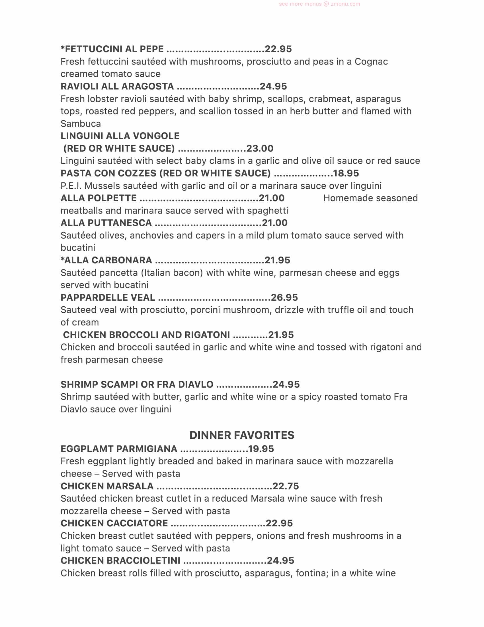 Online Menu of Zabaglione Ristorante Restaurant, Ipswich, Massachusetts