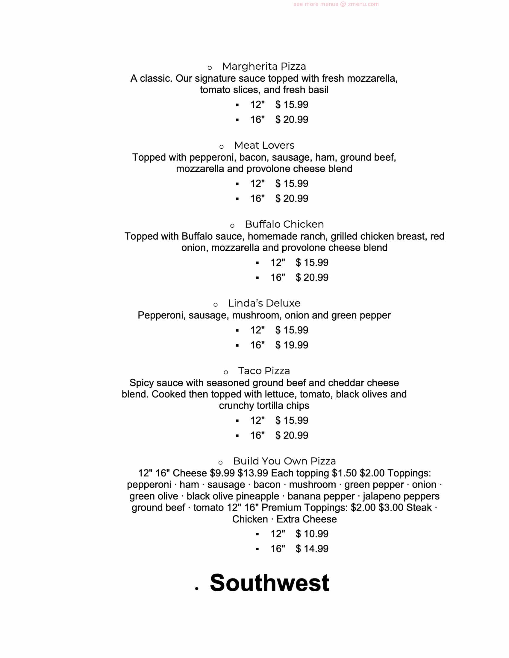 Online Menu of Linda's Corner Landing Restaurant, Ionia, Michigan