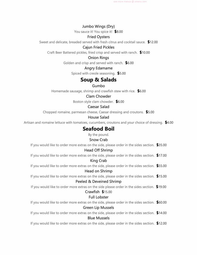 Online Menu of Angry Crab Shack Restaurant, Yuma, Arizona, 85365 Zmenu