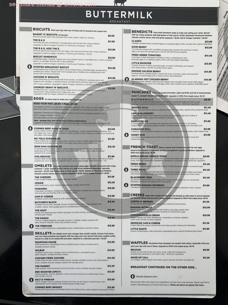 Online Menu of Buttermilk Vernon Hills Restaurant, Vernon Hills