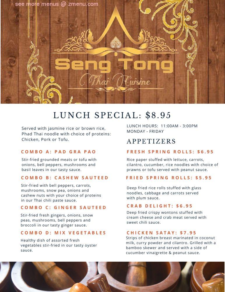 Menu at Seng Tong Thai Cuisine desserts, Ellensburg