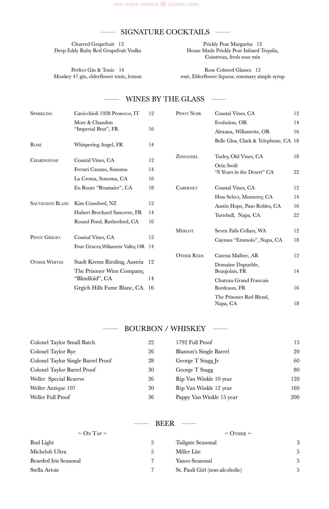 Online Menu of The River House Restaurant, Nashville, Tennessee, 37201