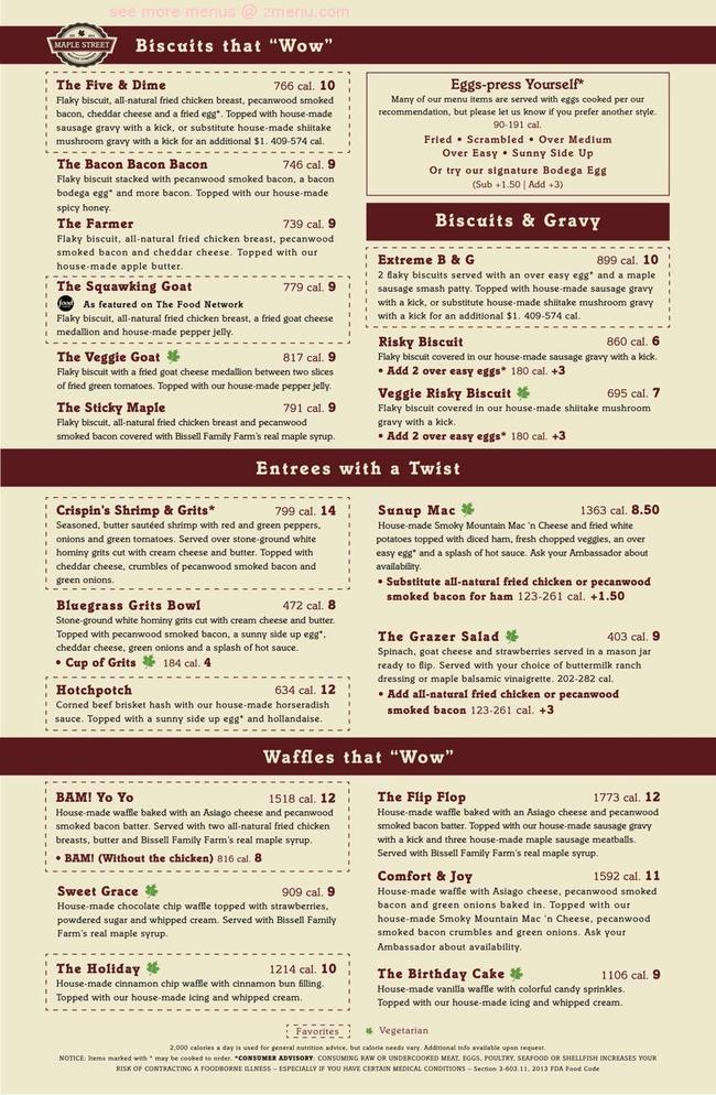 Online Menu of Maple Street Biscuit Company Restaurant, Murfreesboro