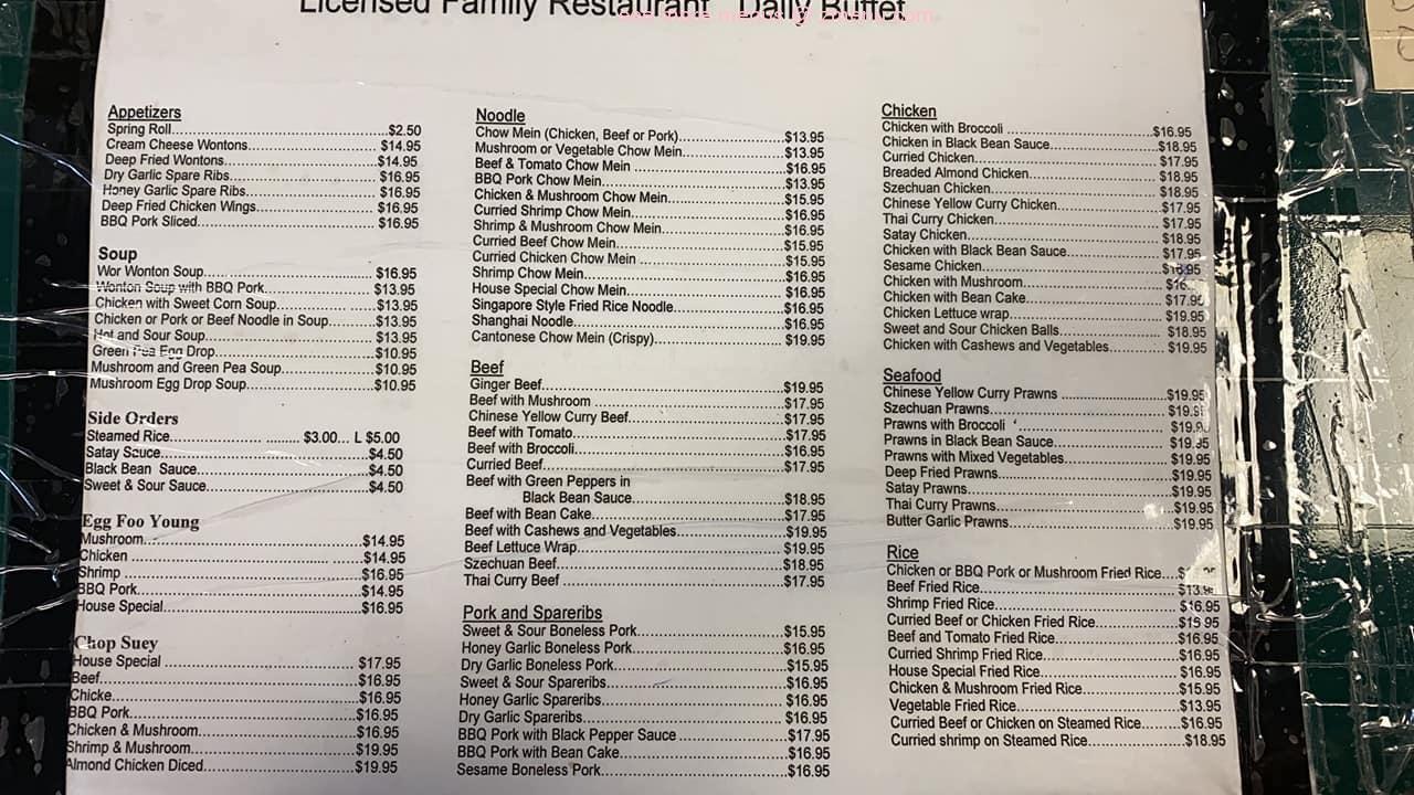 Online Menu of The Great Wok Restaurant, 100 Mile House, British