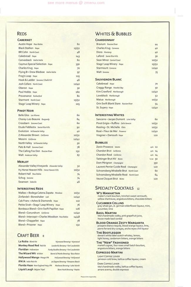 Online Menu of Walt's American Grille & Bar Restaurant, Boca Raton