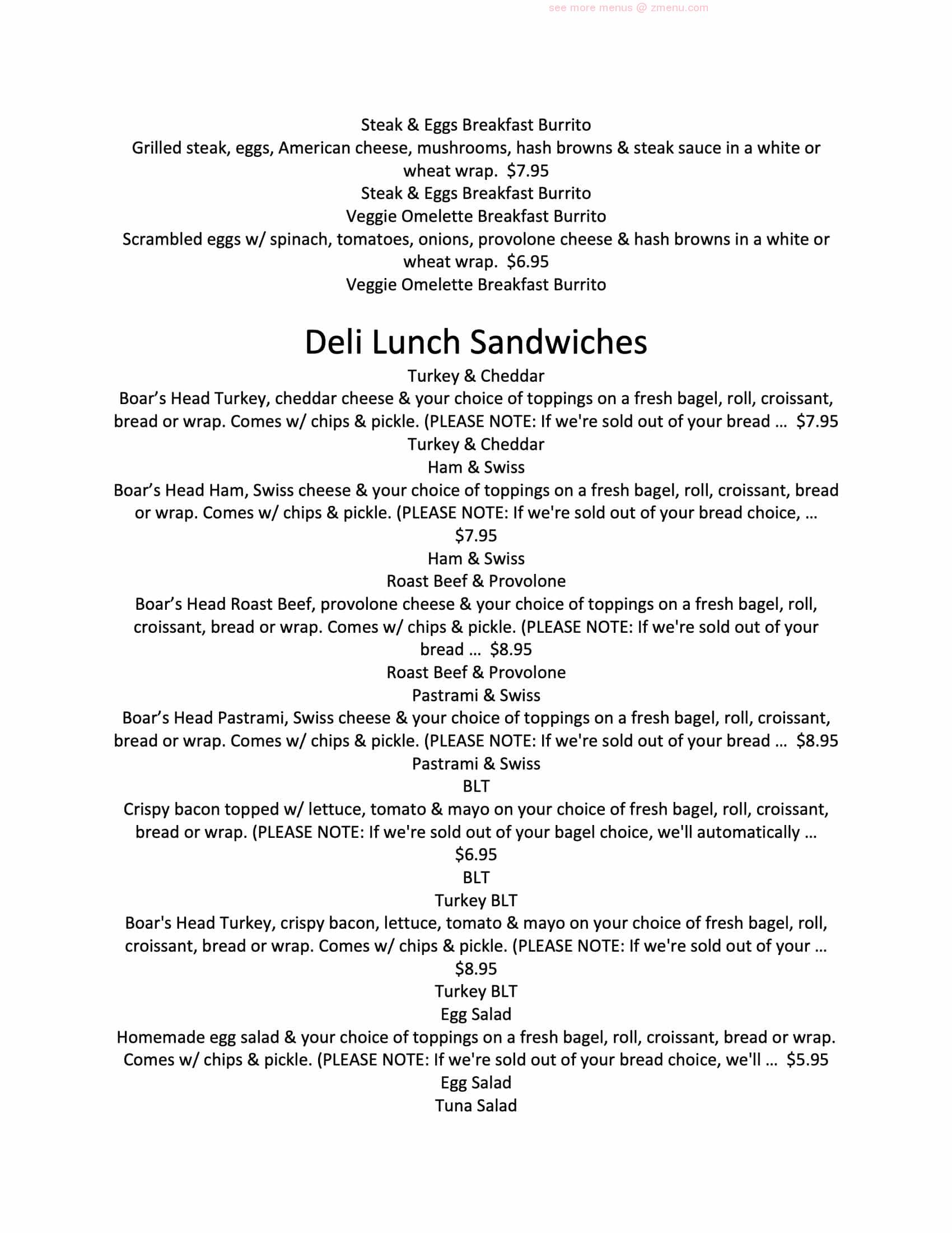 Online Menu of Fast Bagel Restaurant, Somerset, New Jersey, 08873 Zmenu