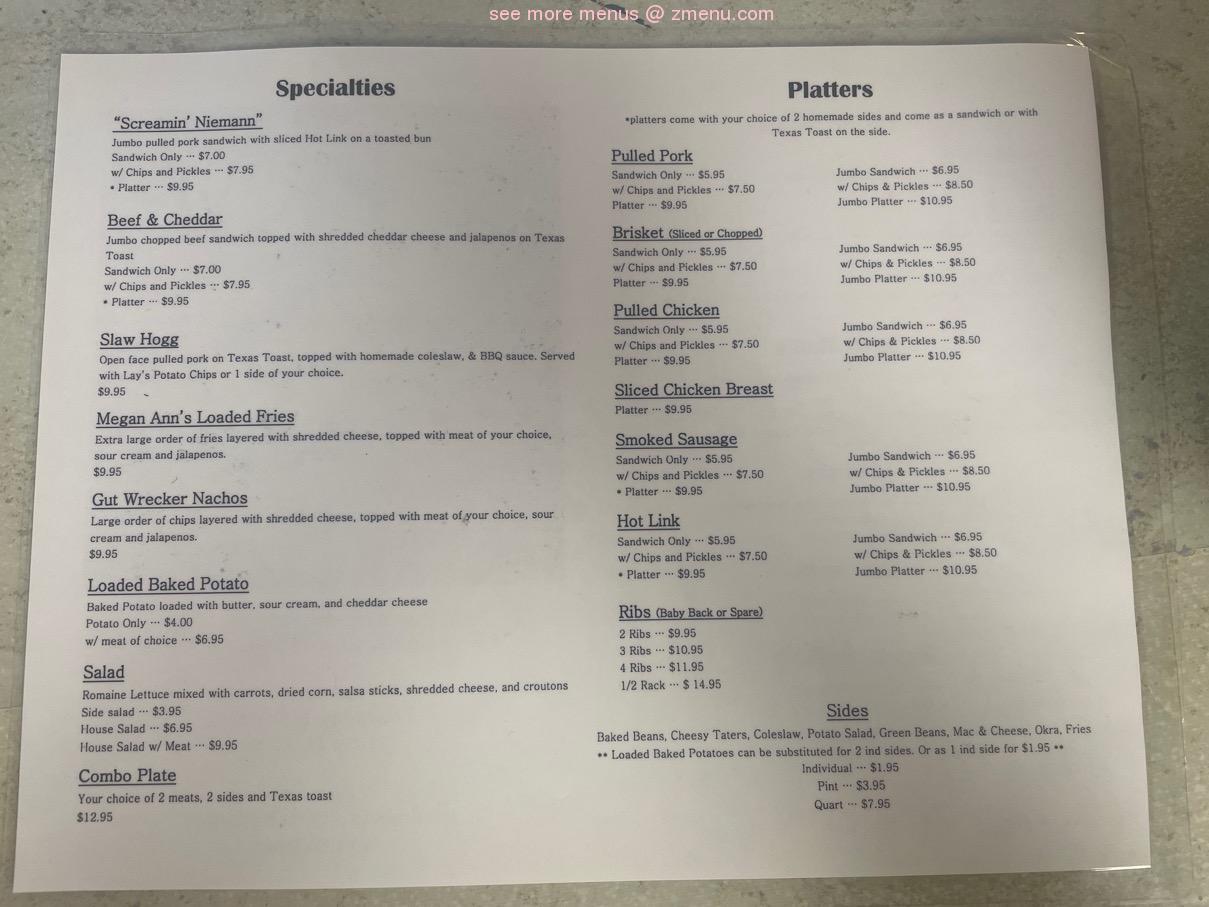 Online Menu of Rub'em Tender BBQ Restaurant, Greenwood, Arkansas, 72936