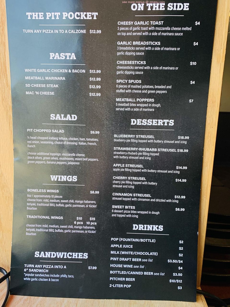 Online Menu of Fire Pit Pizzeria Restaurant, Huron, South Dakota, 57350