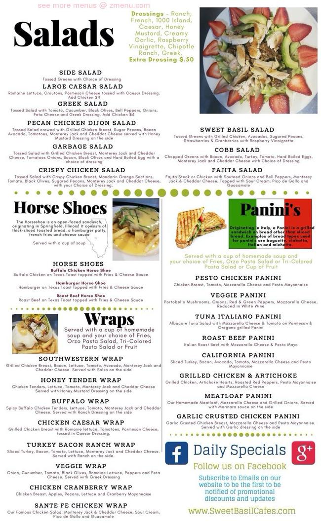 Online Menu of Sweet Basil Cafe of Rockford Restaurant, Rockford