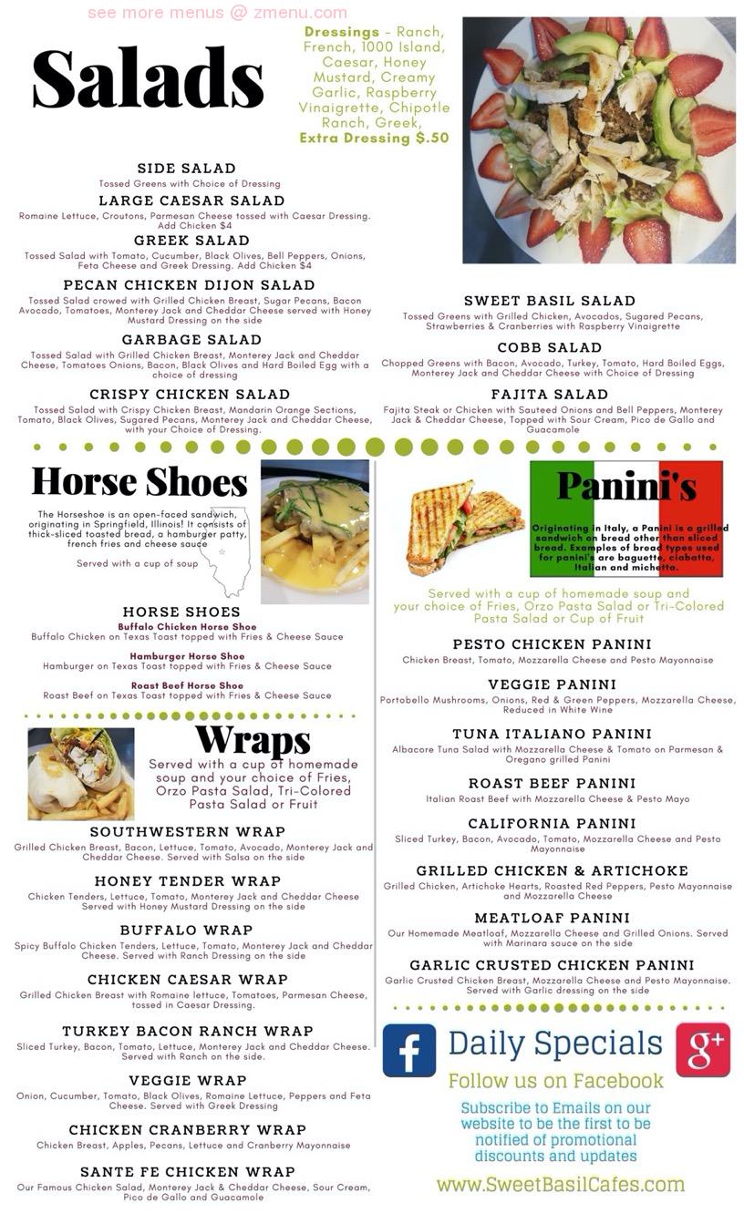 Online Menu of Sweet Basil Cafe of Rockford Restaurant, Rockford