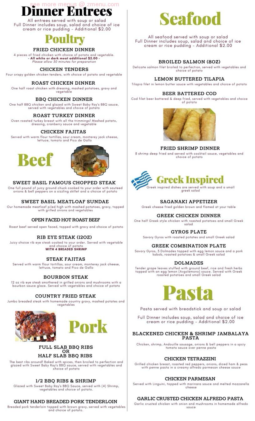 Online Menu of Sweet Basil Cafe of Rockford Restaurant, Rockford