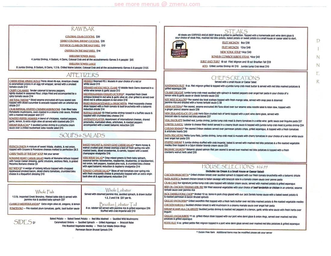 Online Menu of Riverwinds Restaurant Restaurant, West Deptford, New