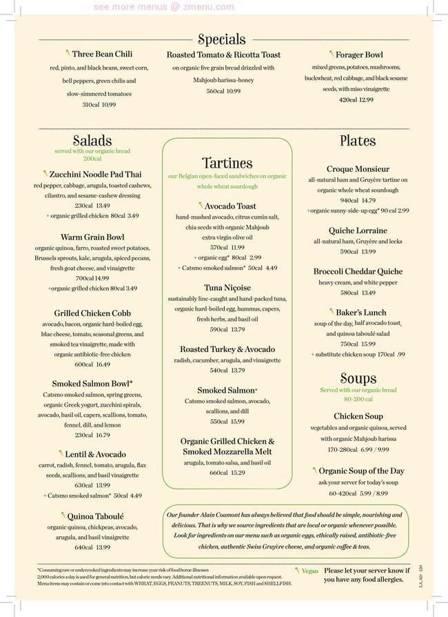 Online Menu of Le Pain Quotidien Restaurant, Encino, California, 91436