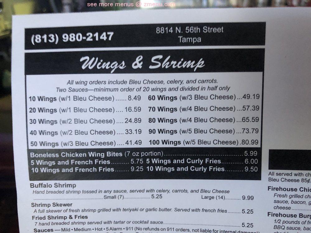 Online Menu of Firehouse Grill & Pub Restaurant, Tampa, Florida, 33617