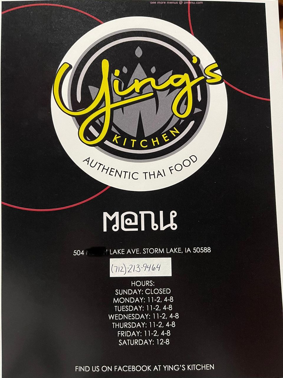 Online Menu of Ying's Kitchen Restaurant, Storm Lake, Iowa, 50588 Zmenu