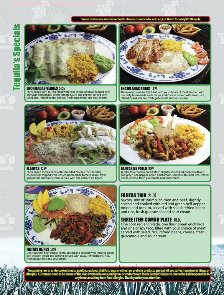 Online Menu of Tequilas Taqueria Restaurant, San Jose, California