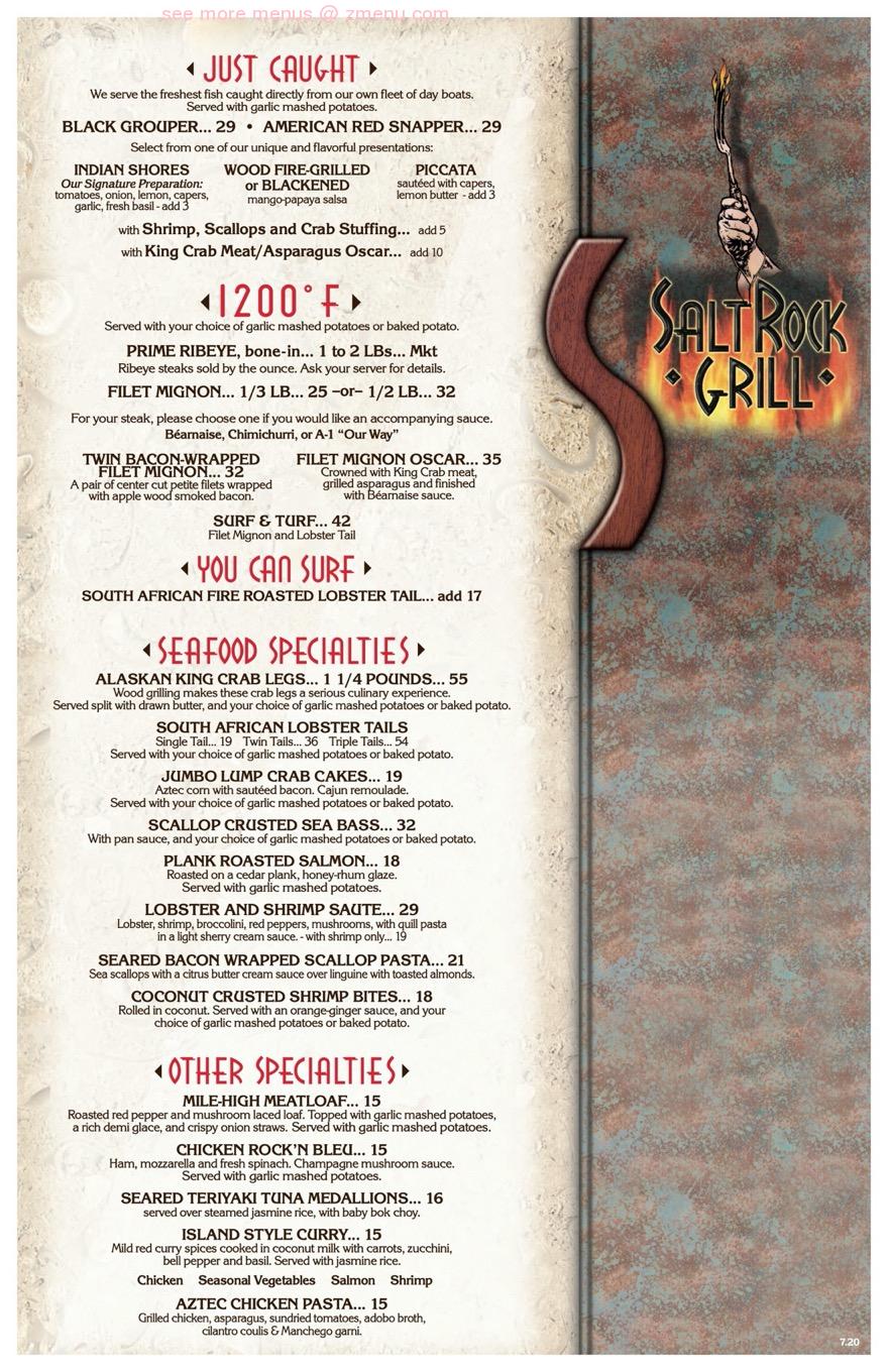 Online Menu of Salt Rock Grill Restaurant, Indian Shores, Florida, 33785 Zmenu