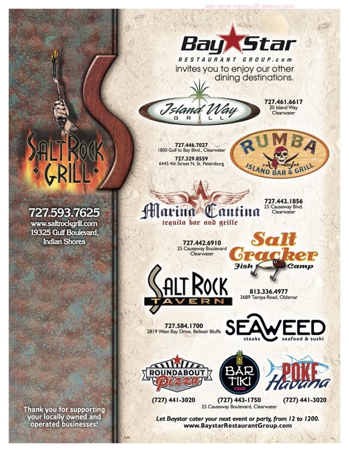 Online Menu of Salt Rock Grill Restaurant, Indian Shores, Florida, 33785 Zmenu
