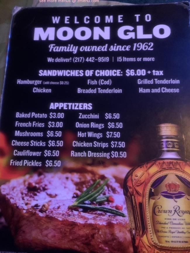 Online Menu of MoonGlo Restaurant, Danville, Illinois, 61834 Zmenu