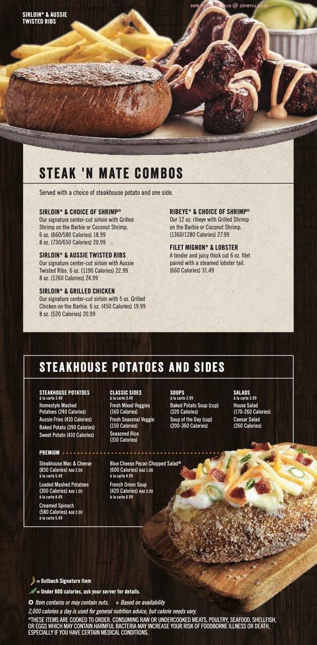 Online Menu of Outback Steakhouse Restaurant, Jenkintown, Pennsylvania