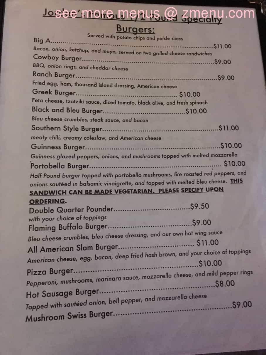 Online Menu of Jordan's Bar & Grill Restaurant, Ridgway, Pennsylvania