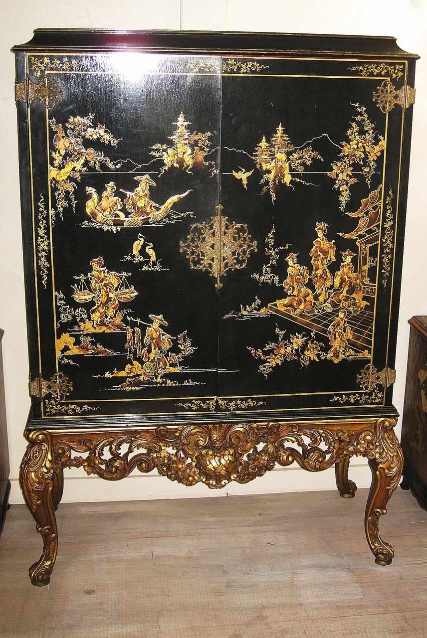Elegant Chinese Black Lacquer and Gilt from dynastycollections