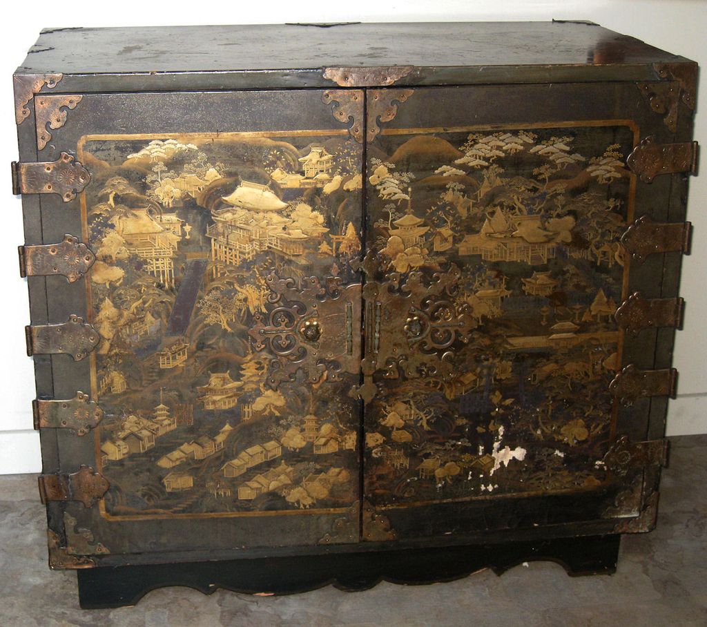 Exquisite Antique Japanese Lacquer Chest from dynastycollections on