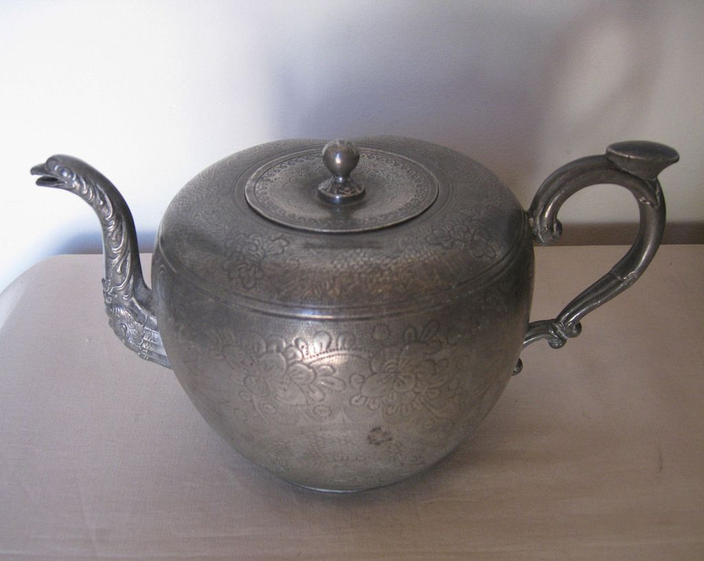 Antique Chinese Pewter Tea Pot from dynastycollections on Ruby Lane