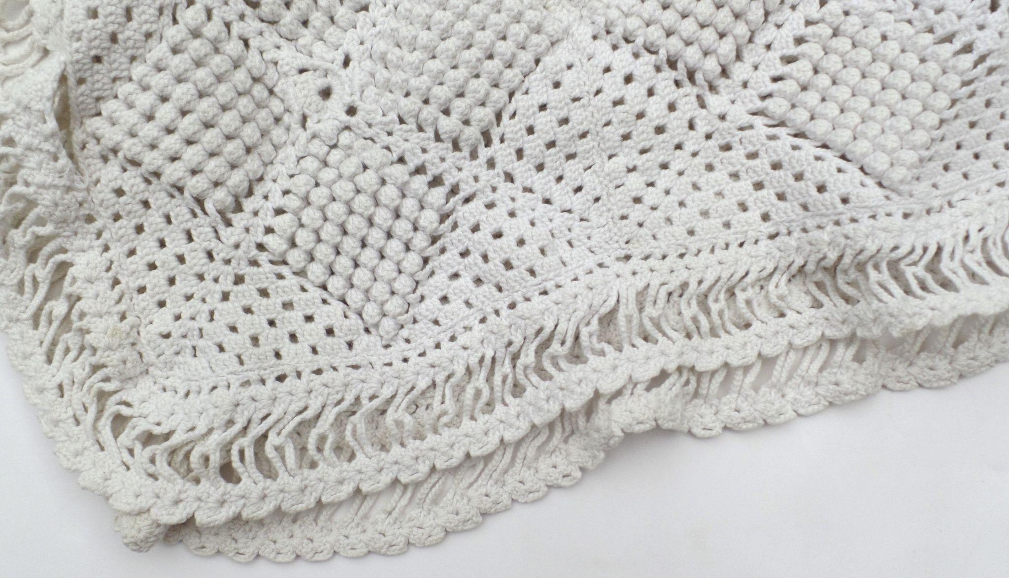 Vintage Cotton Crochet Coverlet Bedspread Hobnail from blacktulip on