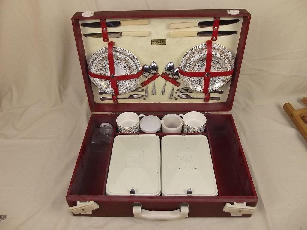 Circa 1950’s Brexton 4 Person Picnic Set from theantiquesstorehouse on Ruby Lane