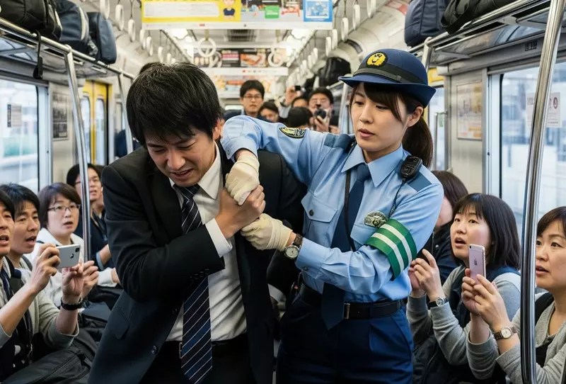 電車痴漢對一名女性鹹豬手 想不到逃亡過程還被該女子反殺制伏