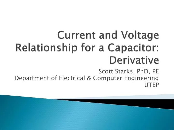 PPT Current and Voltage Relationship for a Capacitor