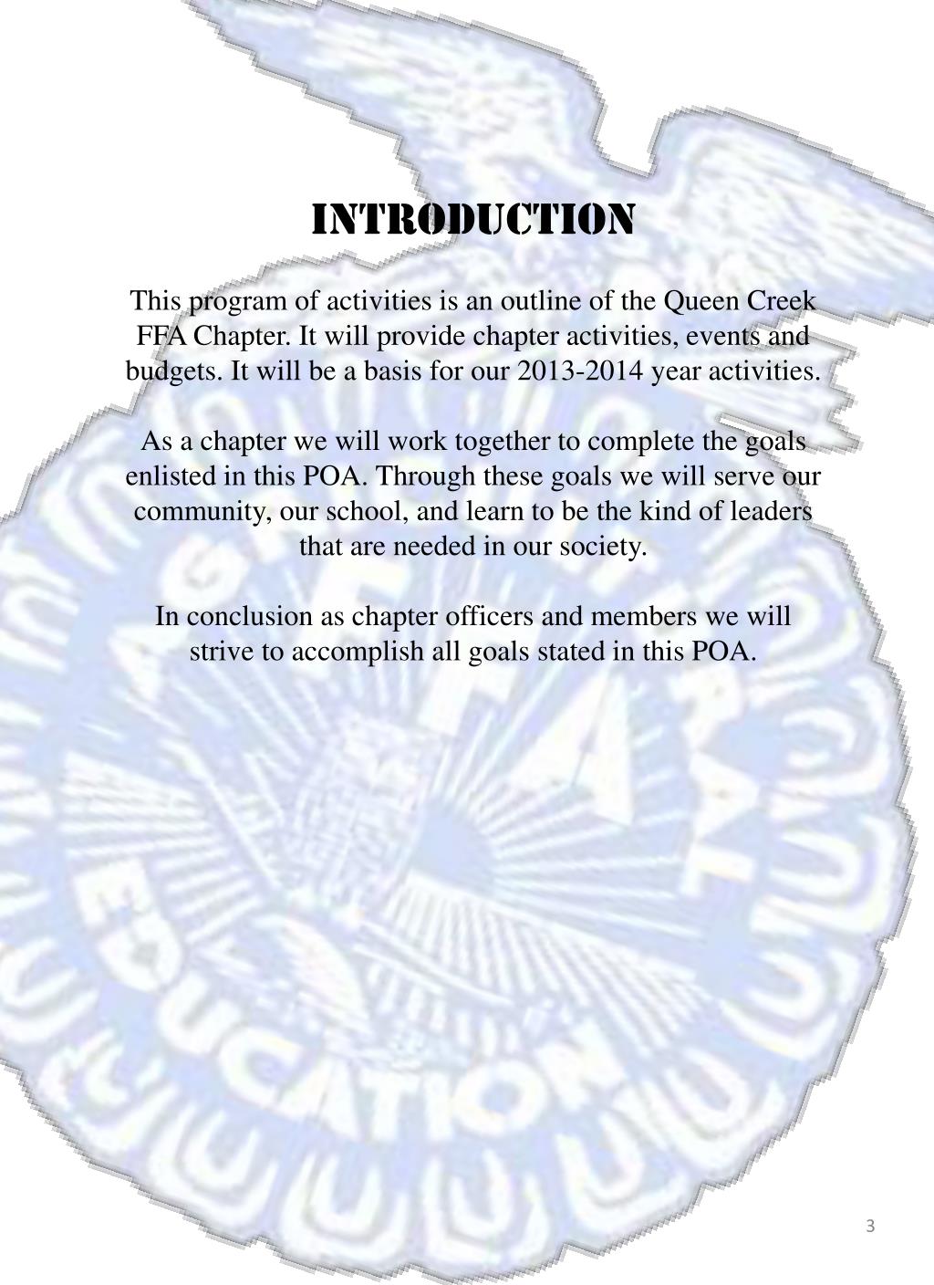 PPT Queen Creek FFA Chapter 20132014 Program of Activities