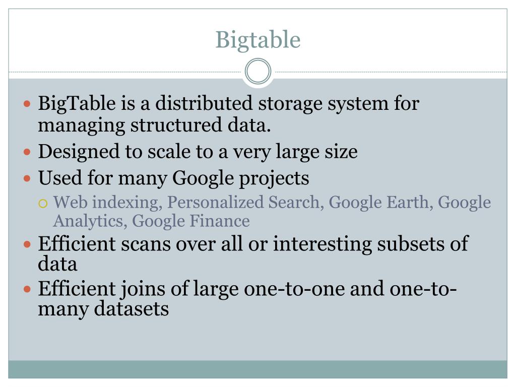 PPT Bigtable A Distributed Storage System for Structured Data
