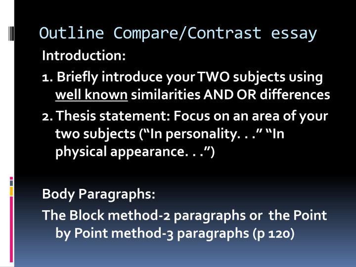 Compare contrast essay using block method / essays online