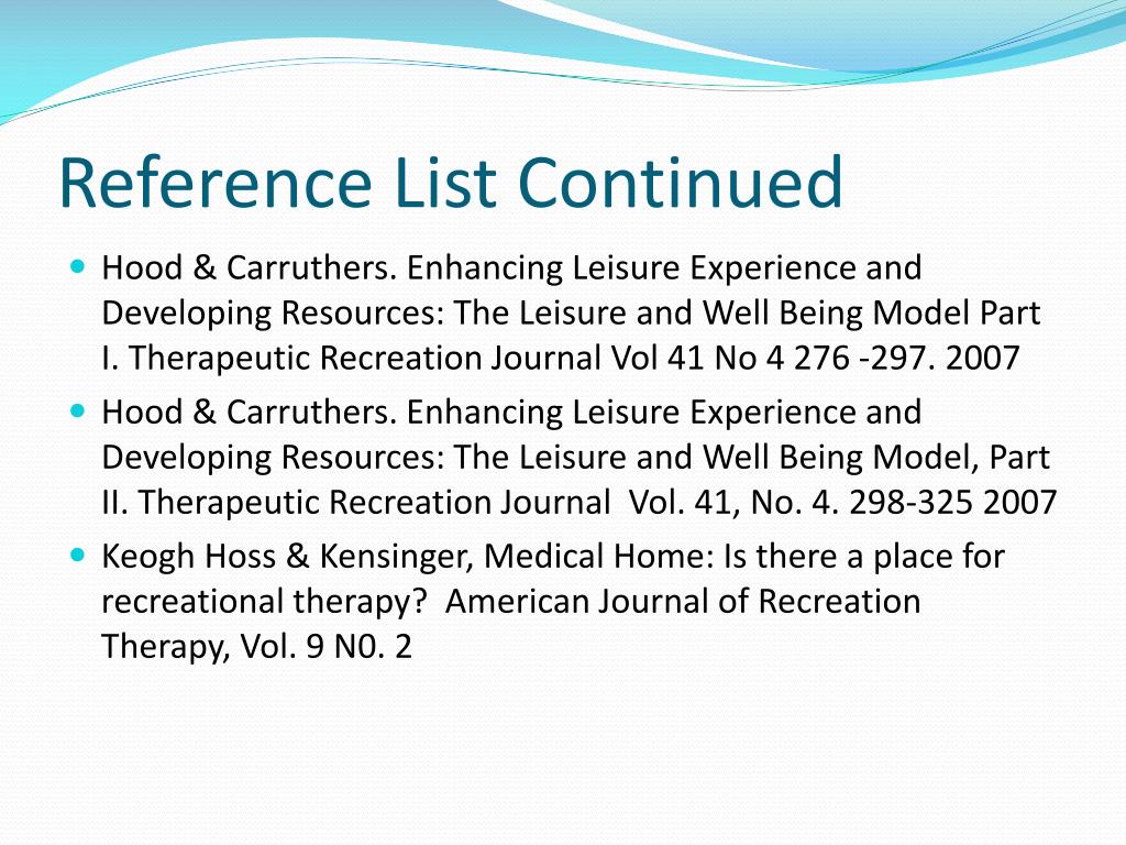 PPT Therapeutic Recreation and Chronic Disease