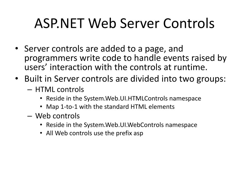 PPT  Server Controls PowerPoint Presentation, free