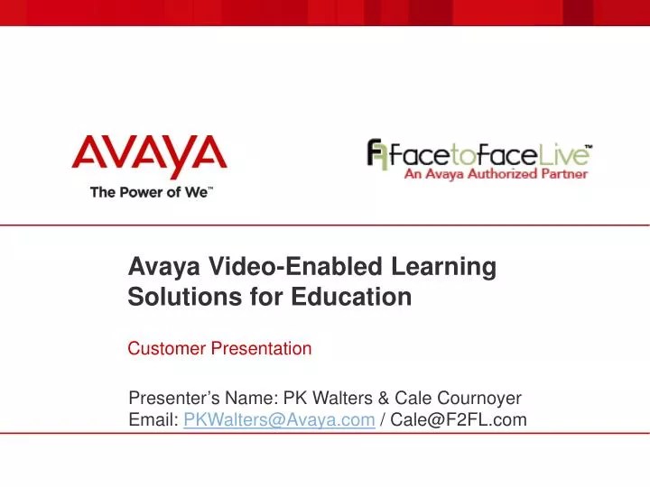 PPT Avaya VideoEnabled Learning Solutions for Education Customer
