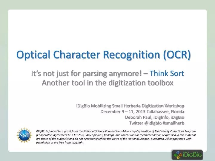PPT Optical Character Recognition (OCR) PowerPoint Presentation, free
