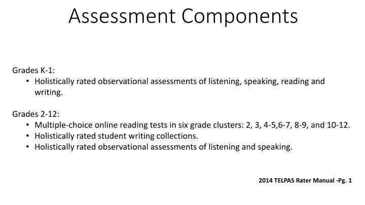 PPT TELPAS RATER & READING TEST Training 2014 PowerPoint Presentation