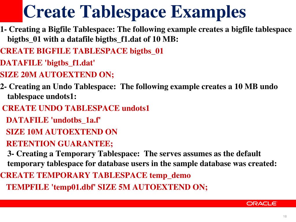 PPT Lecture 4 ORACLE TABLESPACES PowerPoint Presentation, free download ID1580748