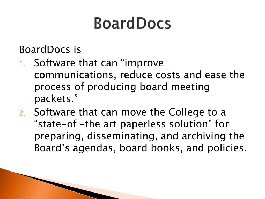 PPT Board Docs and iPADS The Board Goes Paperless? PowerPoint