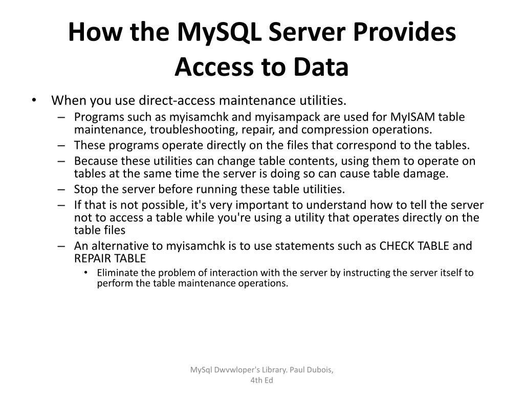 PPT MySQL Administration The Mysql Data Directory PowerPoint