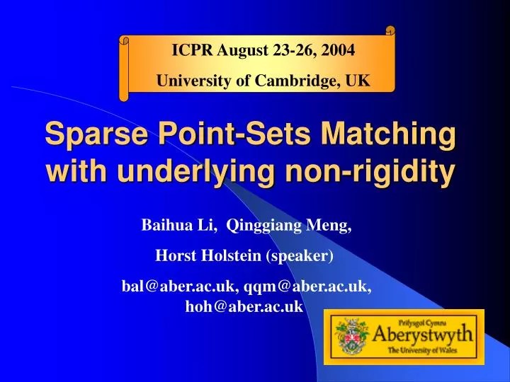 PPT Sparse PointSets Matching with underlying nonrigidity