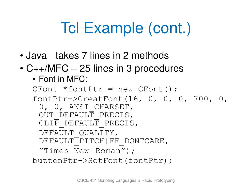 PPT CSCE 431 Scripting Languages and Rapid Prototyping PowerPoint Presentation ID1583850