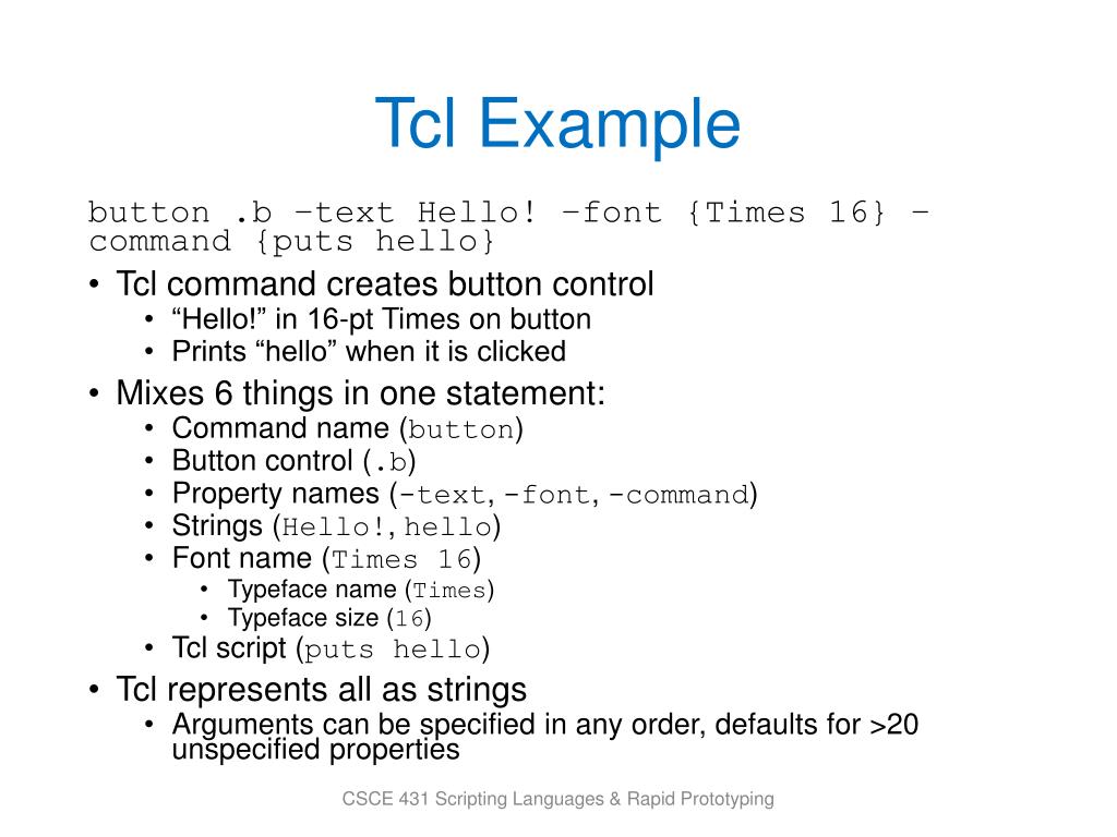 PPT CSCE 431 Scripting Languages and Rapid Prototyping PowerPoint Presentation ID1583850